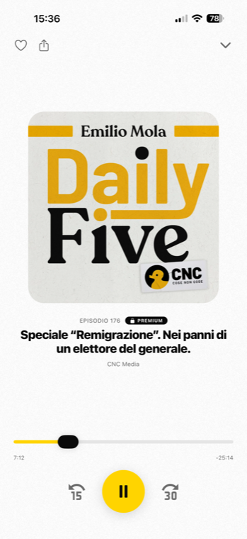 Player podcast dell'app CNC Media